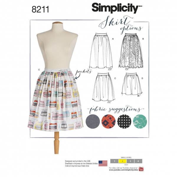 Simplicity Sewing Pattern 8211, Skirts for Women, D5 (4-6-8-10-12) - Easy