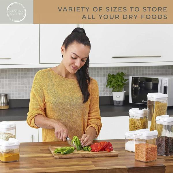Dyzi 7-Piece White Food Storage Container Set Keep Freshness With Airtight Vacuum Seal