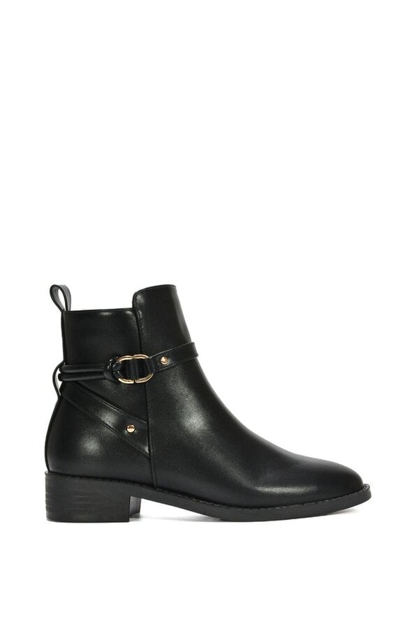 XY LONDON Ankle Boots Buckle Strap Low Heel Chelsea