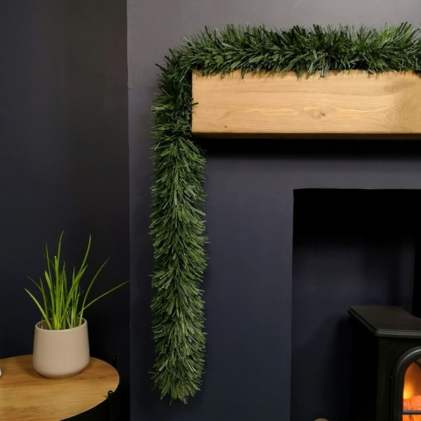 Samuel Alexander 3m x 15cm Festive 6 Ply Chunky Green Pine Christmas Tinsel Garland Decoration
