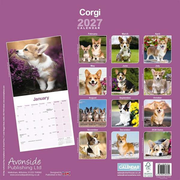 Corgi Calendar 2027, Wall Calendars, Month To View, Dogs, Gift