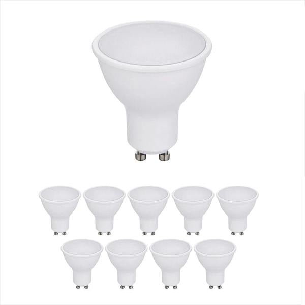 ENER-J Pack of 10 units GU10 Led Light Bulbs, Warm White, 60W Halogen Bulb Equivalent, 7W, Bright 560 Lumens, 120 Degree Beam Angle - 4000K