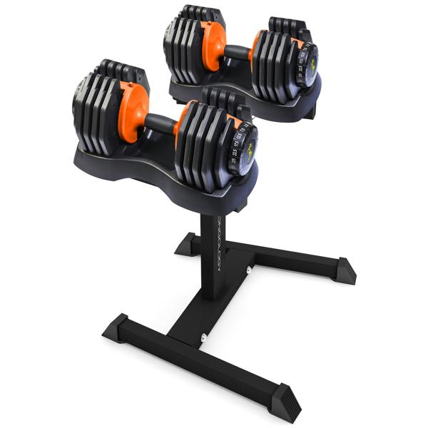 Strongology Homeology Strongology Urban25 Orange Adjustable Dumbbell Pair with Free Durable Steel Adjustable Urban25 Dumbbell Floor Stand