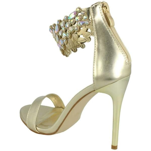 Anne Michelle Ladies Anne Michelle Jewelled Ankle Strap Heeled Sandals F10862