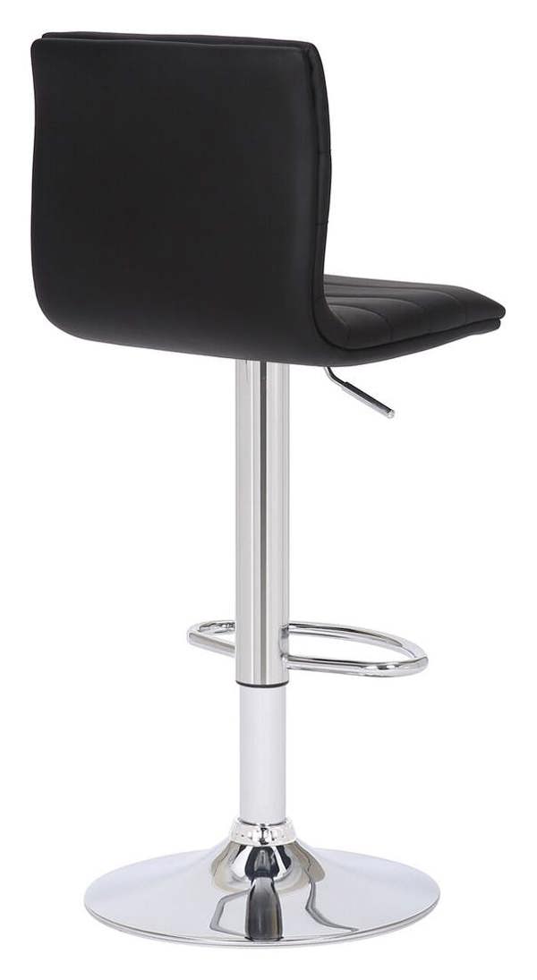 Lamboro Set of 2 Aldo Black Bar Stools - Swivel Faux Leather Kitchen Breakfast Stools