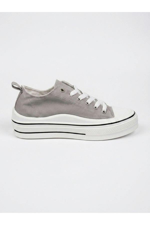 Saoirse Low Top Canvas Trainers - Grey
