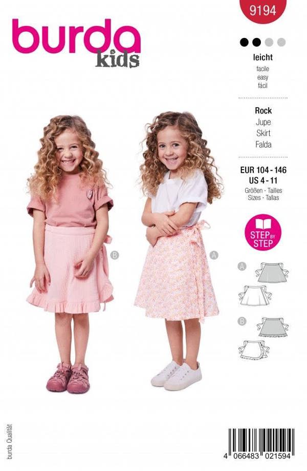 Burda Sewing Pattern 9194 Skirts For Kids, 4 to 11 Years - Easy