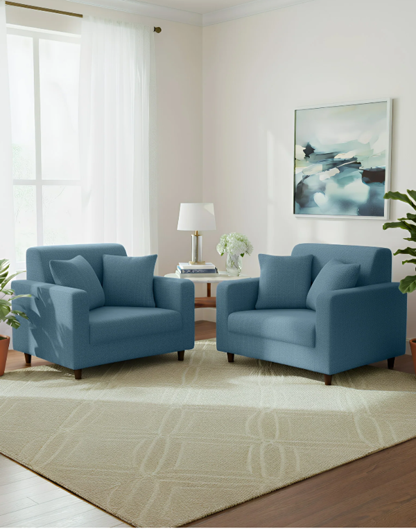Anyseat 1 Seater Sofa Cover Plain Grey Blue Style and Protection For Living Room Sofa Chair Elastic Stretchable Slipcover