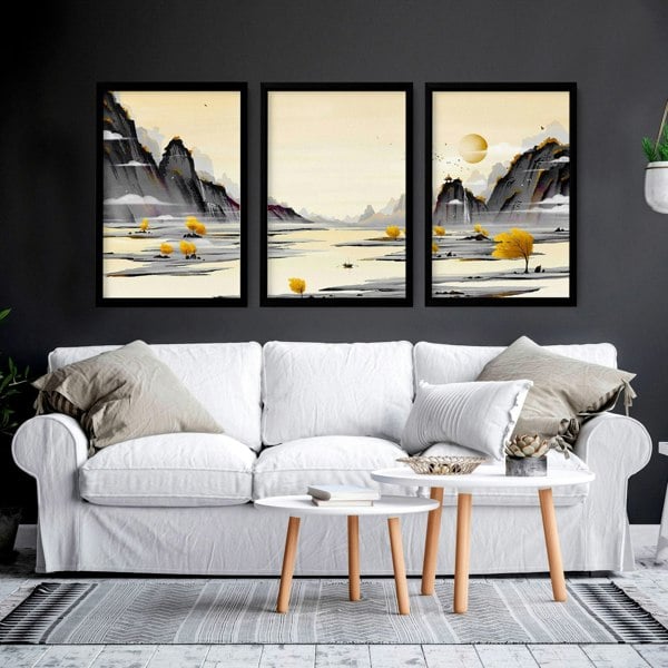 Japanese Landscape Artwork | set of 3 wall art prints