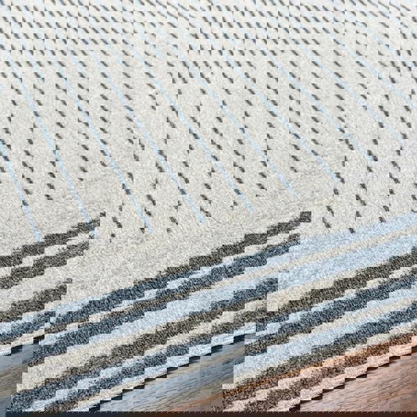 Livabliss Lillian-Washable Blue Grey Geometric Rug