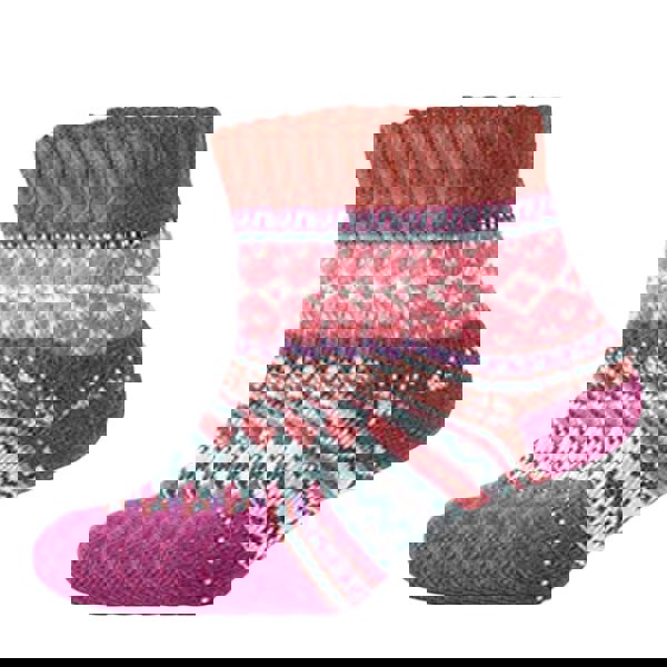 Anysox 5 Pairs Thick Warm Wool Socks Burgundy Floral Cotton Fashion