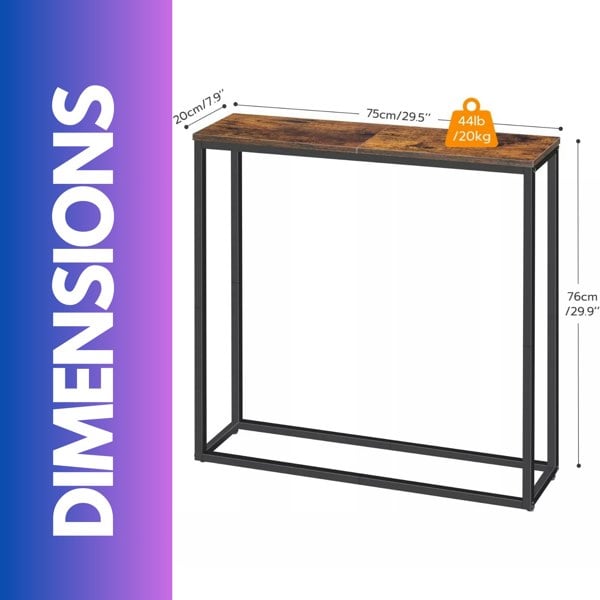 Rafaelo Mobilia Industrial Square Metal Hallway Console Table Rustic Brown
