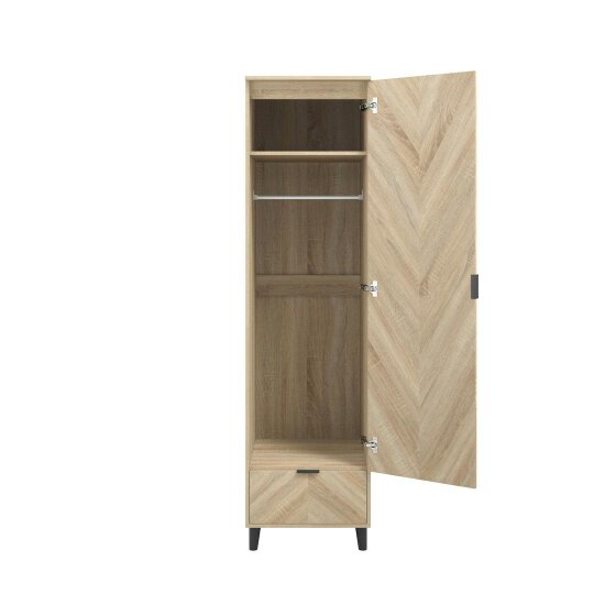 Wyld Haus Skerries 1 Door Chevron Wardrobe Natural Oak Wood