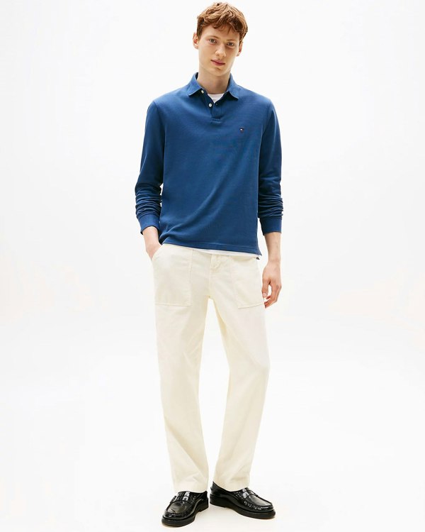 Tommy Hilfiger 1985 Regular Long Sleeve Mens Polo Shirt - Aegean Sea