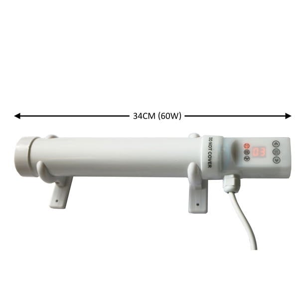Mylek Tubular Heater 60W Low Energy - Tube 34cm And Cage Guard 31cm - Built in Digital Timer