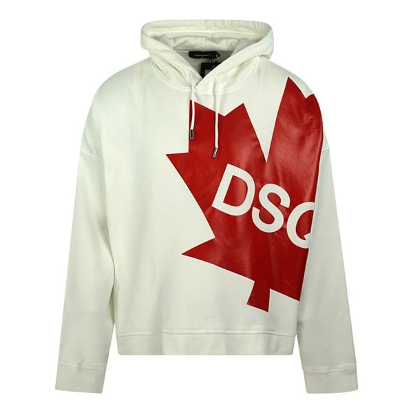 Dsquared2 Large Maple Leaf Logo Oversize Hoodie - White