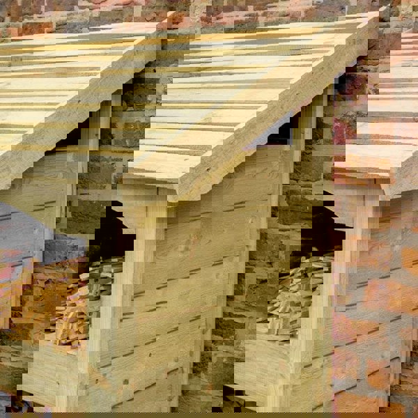 Premium Single log store with kindling shelf, tanalised timber