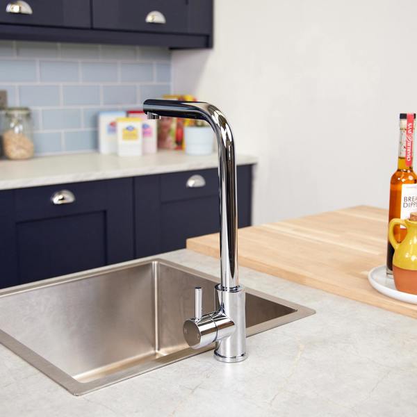 Top-Fix | Vito L Neck Style Kitchen Mixer Tap | Polished Chrome Finish
