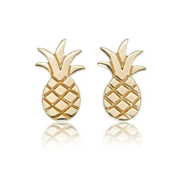 Small Gold Plated Pineapple Stud Earrings for Women - namana.london
