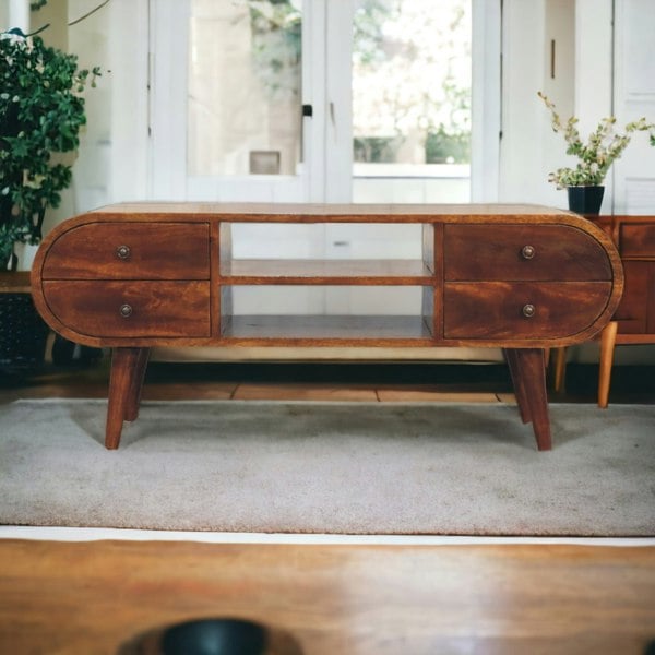 Artisan Furniture Solid Wood Chestnut Circular Media Unit
