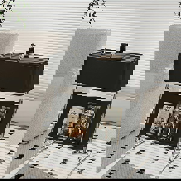 Nikolas Side Table With Storage, Black-Weilai Concept-Weilai Concept