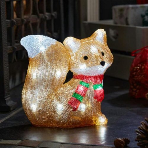 Samuel Alexander 19cm Battery Operated Light up Christmas Ice Fox with 24 Cool White LEDs