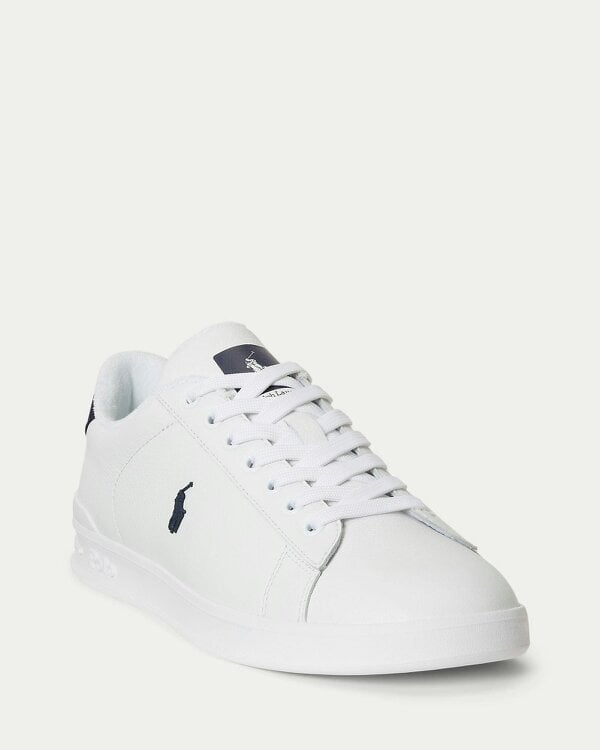 Ralph Lauren Heritage Court II Mens Leather Sneaker - White/Navy