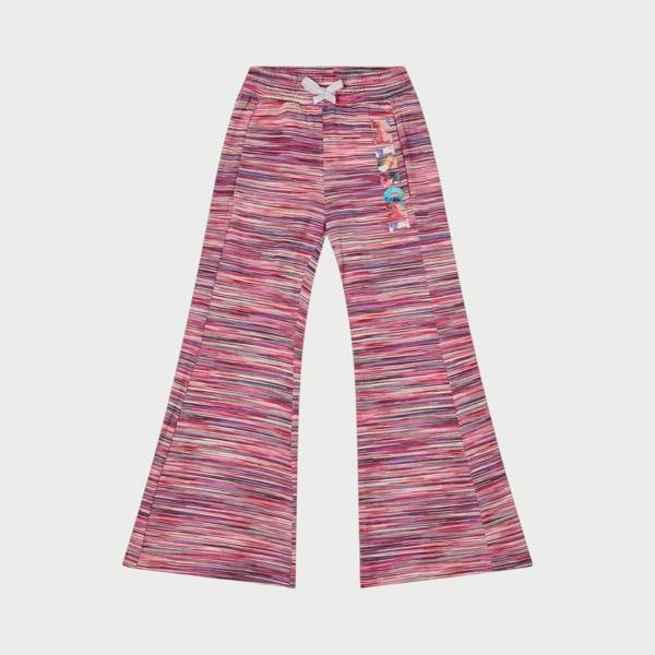 Supplied Fashion pink multi-colored space-dye fleece joggers for kids with logo detail and elastic drawstring waist.