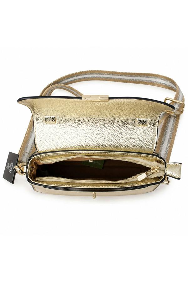 Kitise Metallic Crossbody Bag with Adjustable Wide Strap Turn Lock