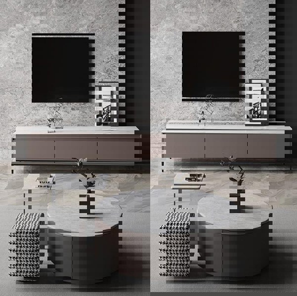 Alvis Coffee Table Set With Stool, Sintered Stone-Weilai Concept-Weilai Concept