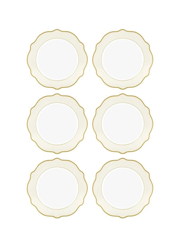 Rozi Jaswely Collection Porcelain Side Plates, Set of 6 (Cream)