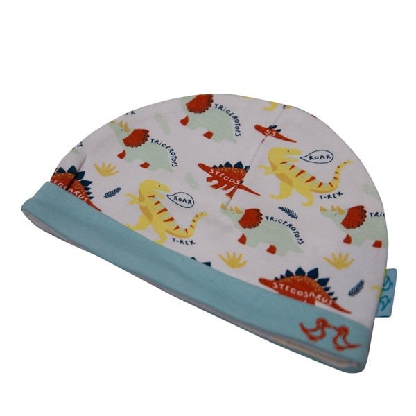 Luca and Rosa Dinosaur Print Yellow Baby Hat Set