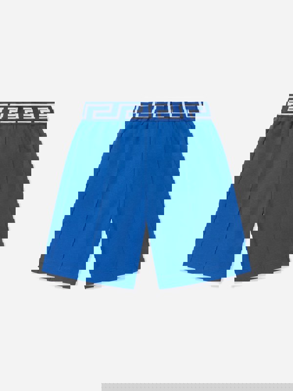 Versace Boys Embroidered Logo Shorts in Blue