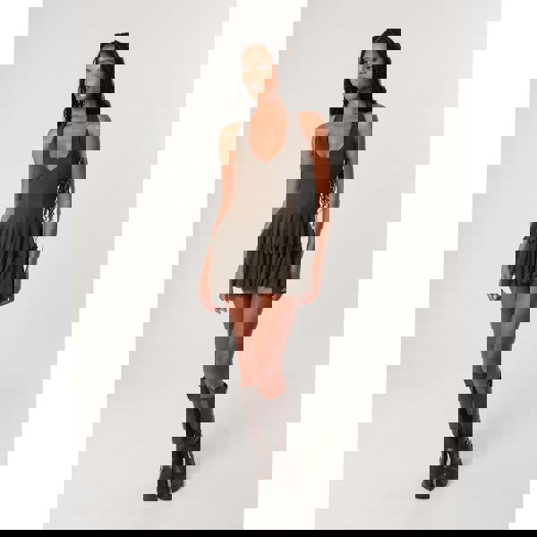 Pink Vanilla Halter Mesh Ruffle Playsuit