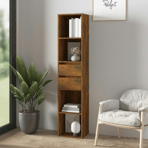Berkfield Book Cabinet Smoked Oak 36x30x171 cm Engineered Wood