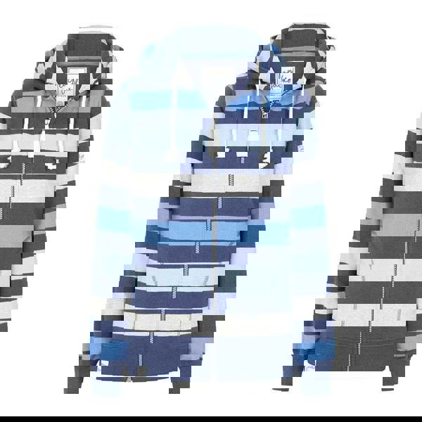 Lazy Jacks Women's Striped Button Neck Sweatshirt - Winter Blue