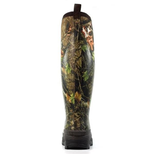 Rear view of Grisport Swamp II Camo Wellington showing extended neoprene upper and pull loop for easy on and off
