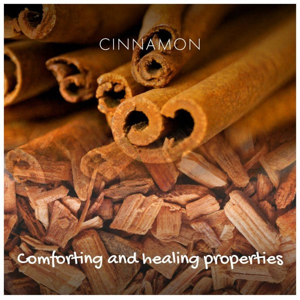 Cinnamon sticks with text comforting and healing properties