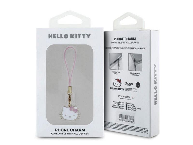 Hello Kitty Phone Strap Kitty Cute Head Charm Pink - HKCPMKHP