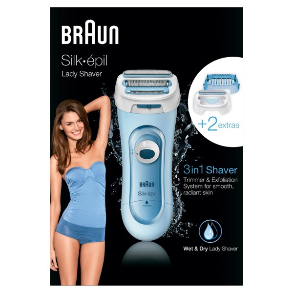 Braun Silk-epil Lady Shaver 5-160 Blue - 3-in-1 Wet & Dry Electric Shaver