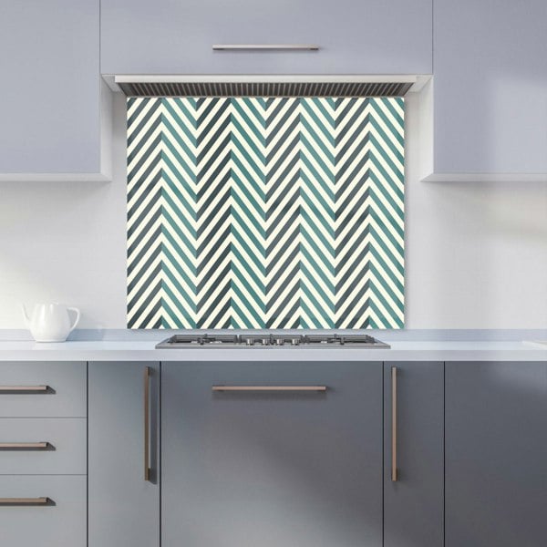 Warren Reed - Designer Geometric Herringbone Chevron Blues Kitchen Splashback