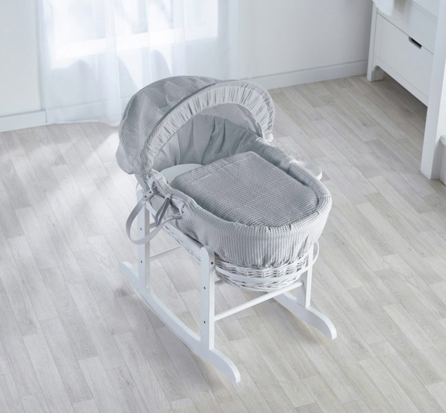 Kinder Valley Grey Dimple White Wicker Moses Basket