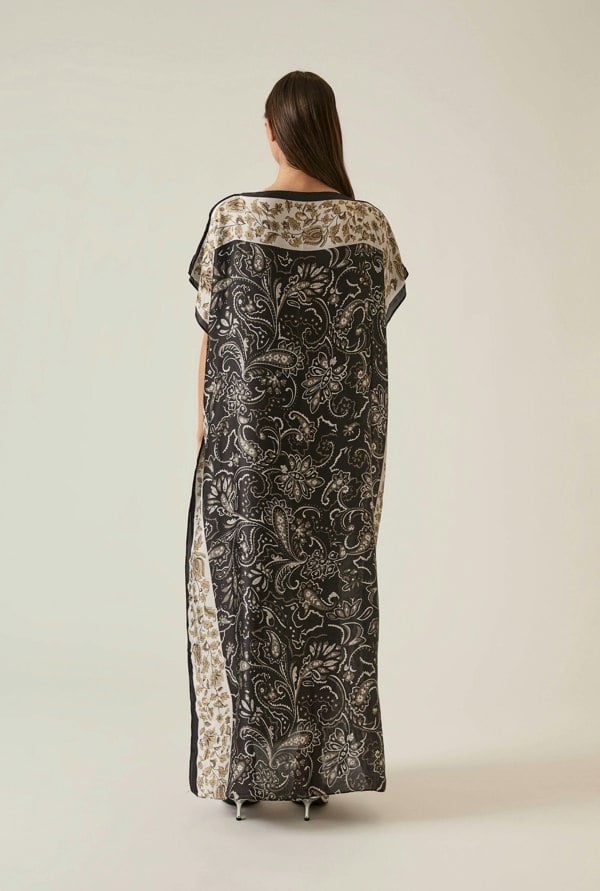 Floral paisley maxi kaftan with relaxed fit
