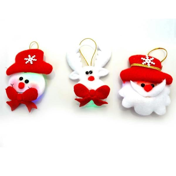 1cm 3pcs Soft Teddy Christmas Tree Hanging Decorations with Flashing LED Lights image 8