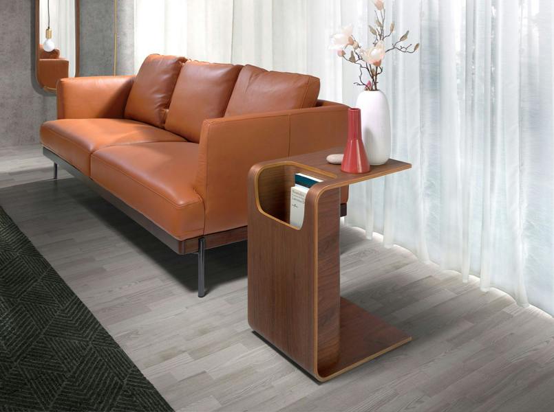 Angel Cerdá Rectangular side table in oak veneered wood stained in walnut colour 2110