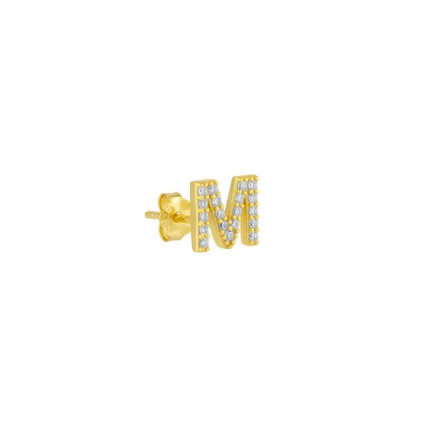 Spero London Initial Letter Stud Earring Sterling Silver in 18K Gold Plated - Single