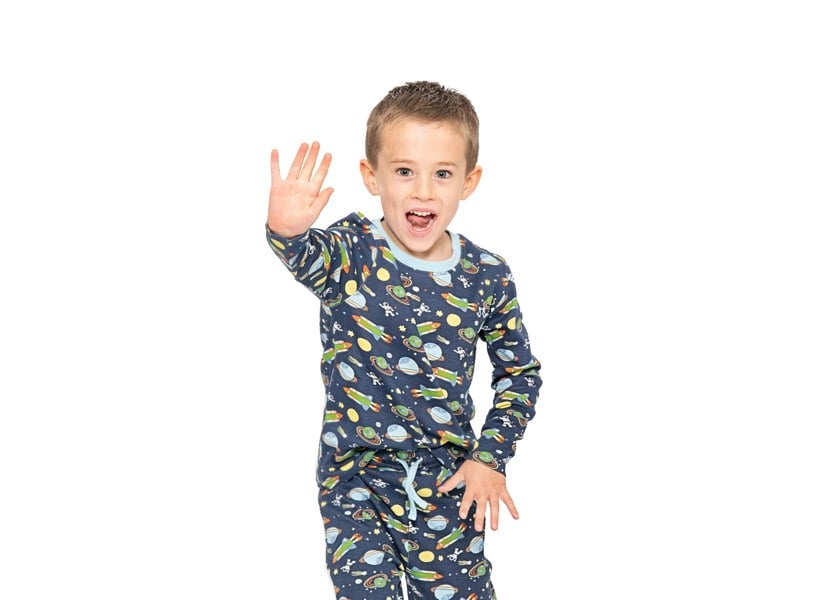 Luca and Rosa Boys pull on pyjamas - space print