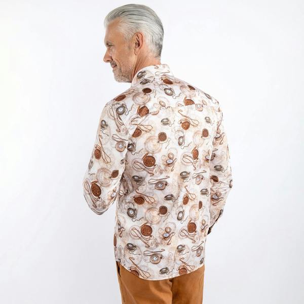 VINTAGE POCKET WATCH PRINT SHIRT - Premium Men's Patterned Shirt by Claudio Lugli | Bold Design, Tailored Fit, Best Printed Shirts