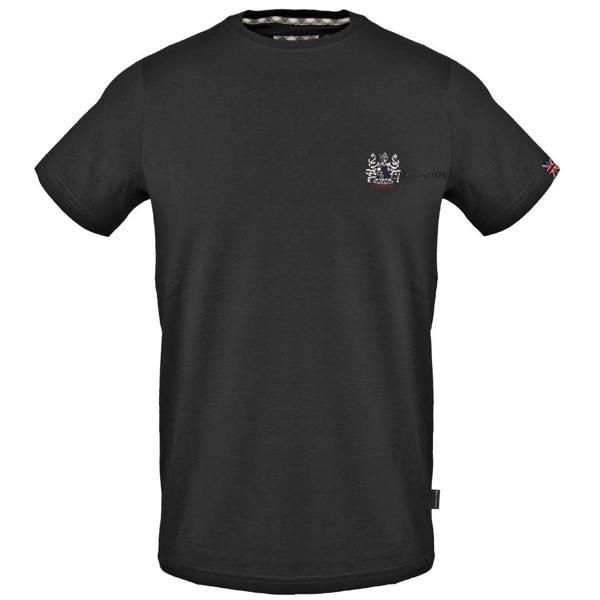 Aquascutum Mens Aldis Chest Logo T-Shirt - Black