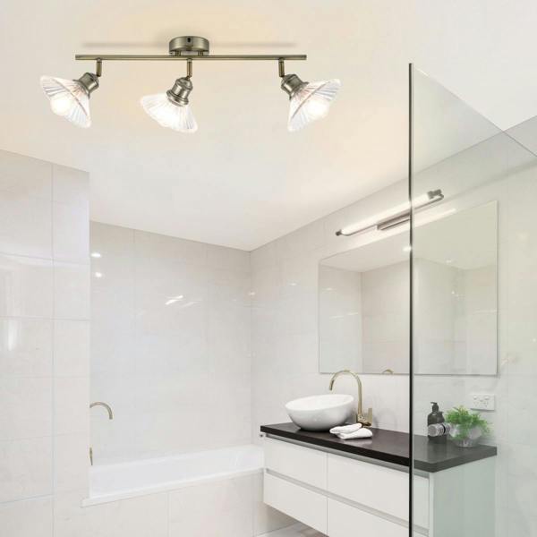 COSYLYTE Milan Bathroom Bar Ribbed Glass Spotlight
